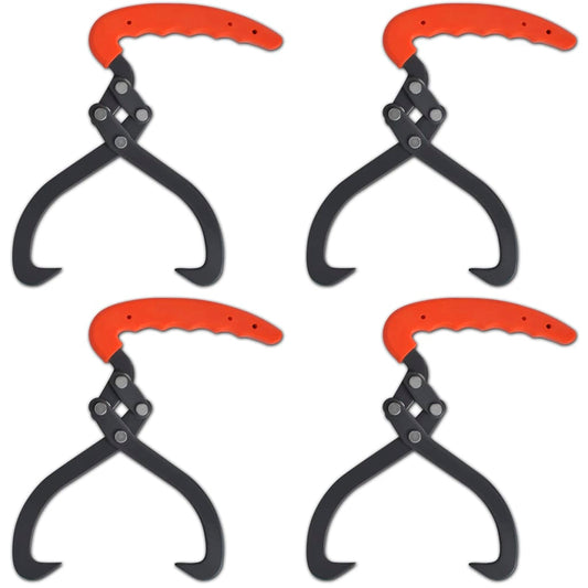 Forstzange Baumstammheber 4er Set Stahl mit PVC Griff  Holzgreifer Baumzange