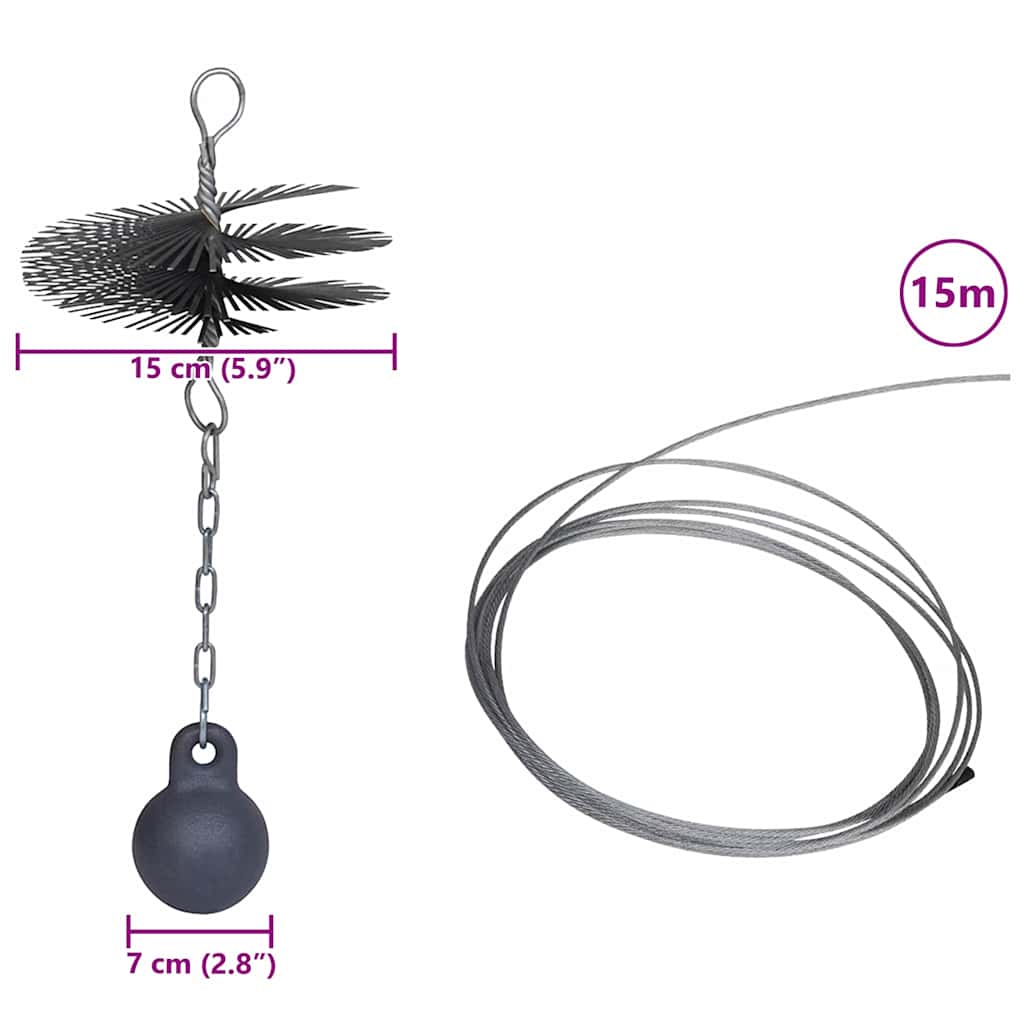 Runde Kaminreinigungsbürste Durchmesser 15 cm Ofenbürste Kaminbürste 15 Meter