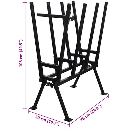 Powder-coated black metal sawhorse, wood sawhorse up to 400 kg, steel sawhorse