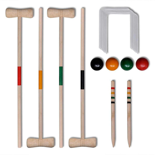 Krocket-Set Holz für 4 Personen Croquet Spiel für Garten und Urlaub