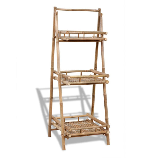 Bambus-Pflanzenständer dreistufig 56x50x145cm faltbar braun Blumenregal