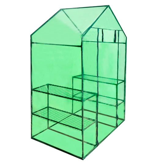 Begehbares Foliengewächshaus 4 Regale 120 x 80 x 190 cm Grün Stahl PVC