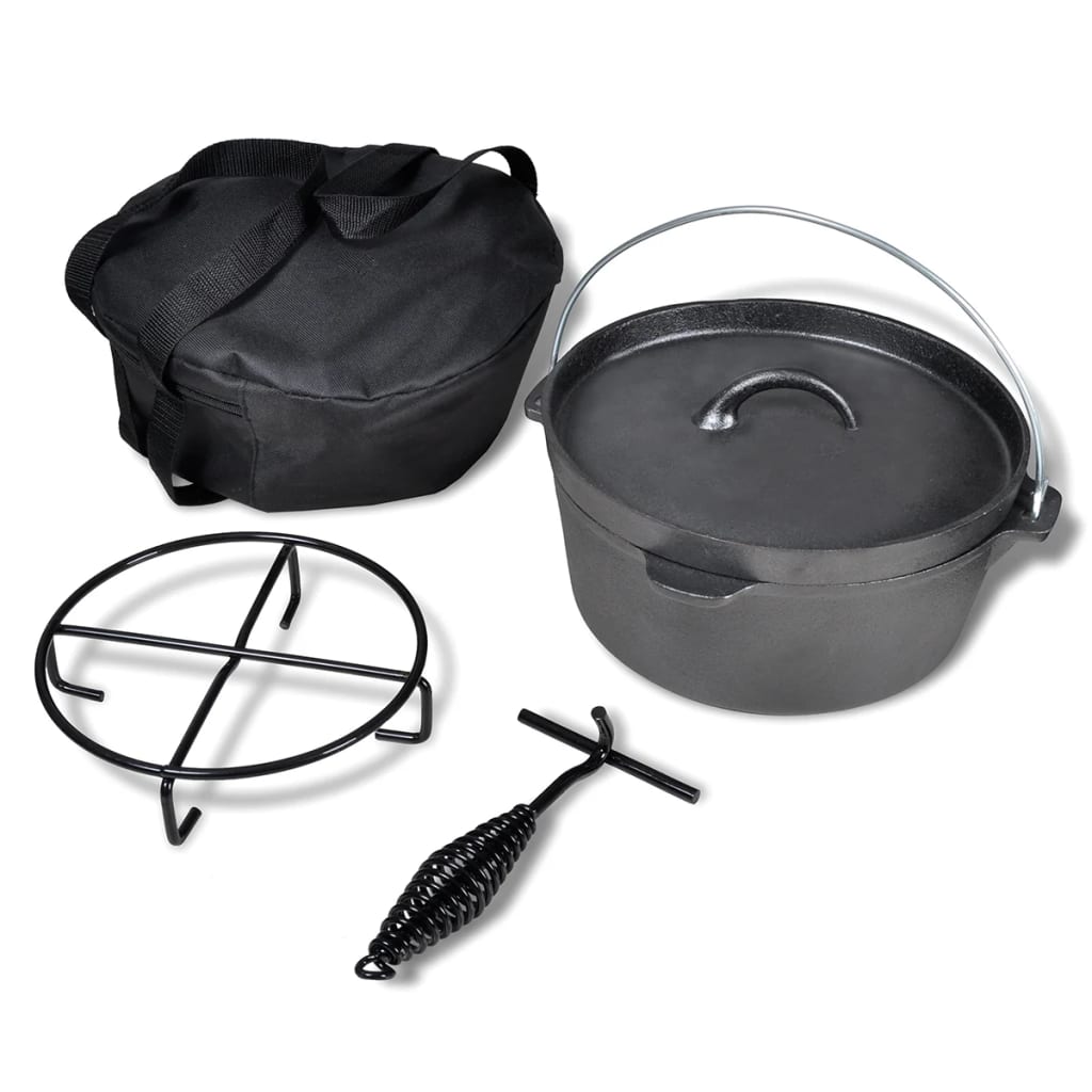 Dutch Oven Bräter Gusseisen 4,2 Liter Holländischer Ofen Schwarz 30 x 27 x 15 cm