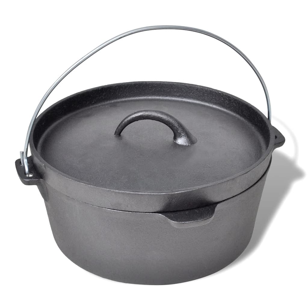 Dutch Oven Bräter Gusseisen 4,2 Liter Holländischer Ofen Schwarz 30 x 27 x 15 cm