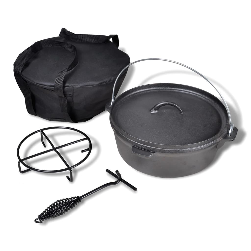 Dutch Oven Bräter Gusseisen 5,6 Liter Holländischer Ofen Schwarz 36 x 33 x 15 cm