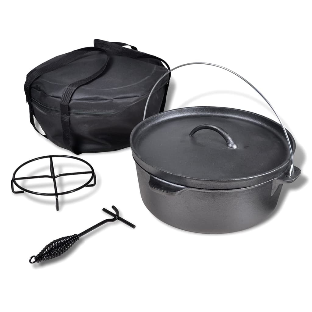 Dutch Oven Bräter Gusseisen 11,3 Liter Holländischer Ofen Schwarz 43 x 40 x 19 cm