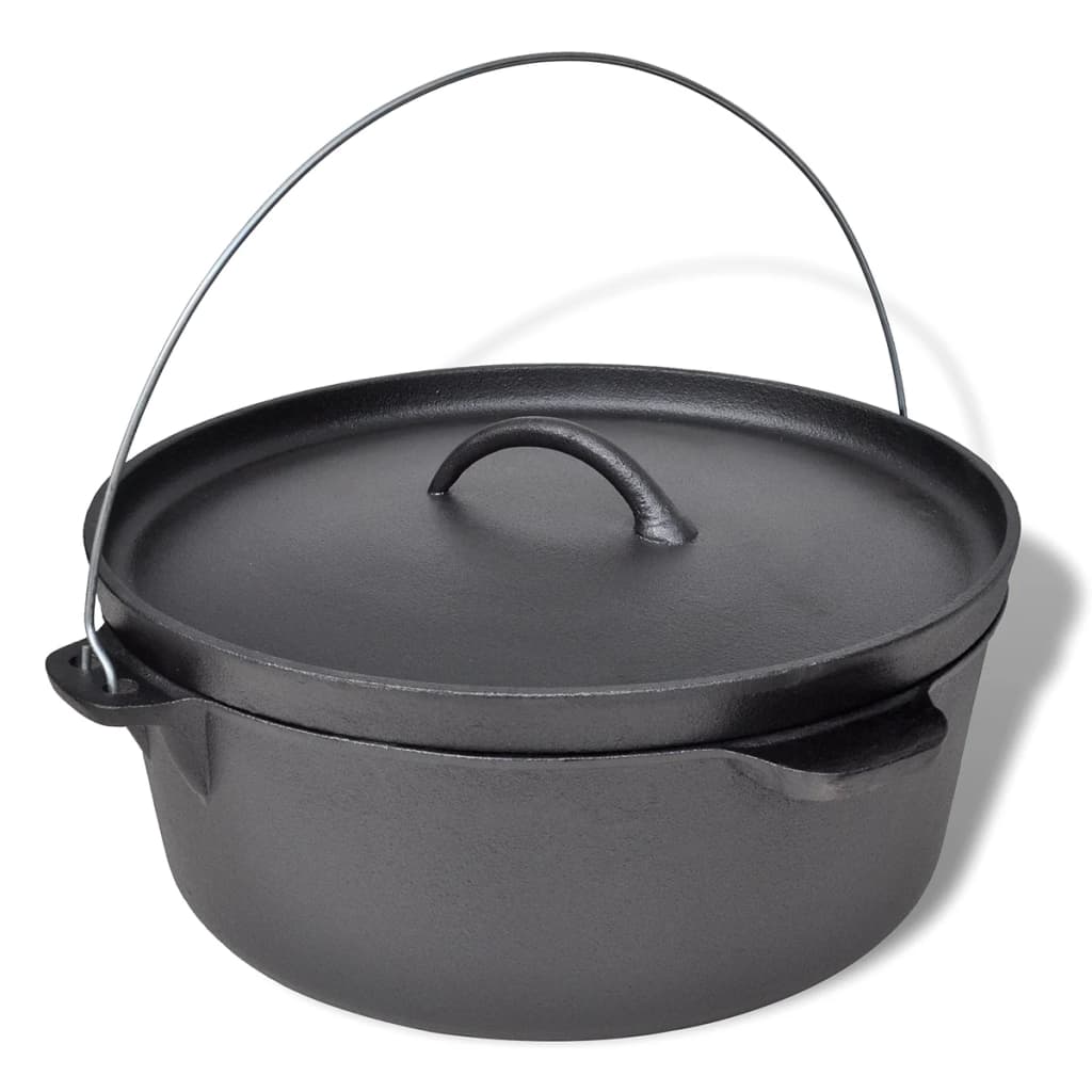 Dutch Oven Bräter Gusseisen 11,3 Liter Holländischer Ofen Schwarz 43 x 40 x 19 cm