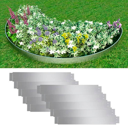 Rasenkante flexible Beeteinfassung 10 Stk 100x15 cm Verzinkter Stahl individuell