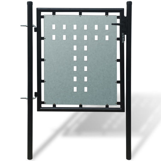 Zauntor Gartentor Einzeltor schwarz 100 x 125 cm Stahl Terrassentür Gartentür
