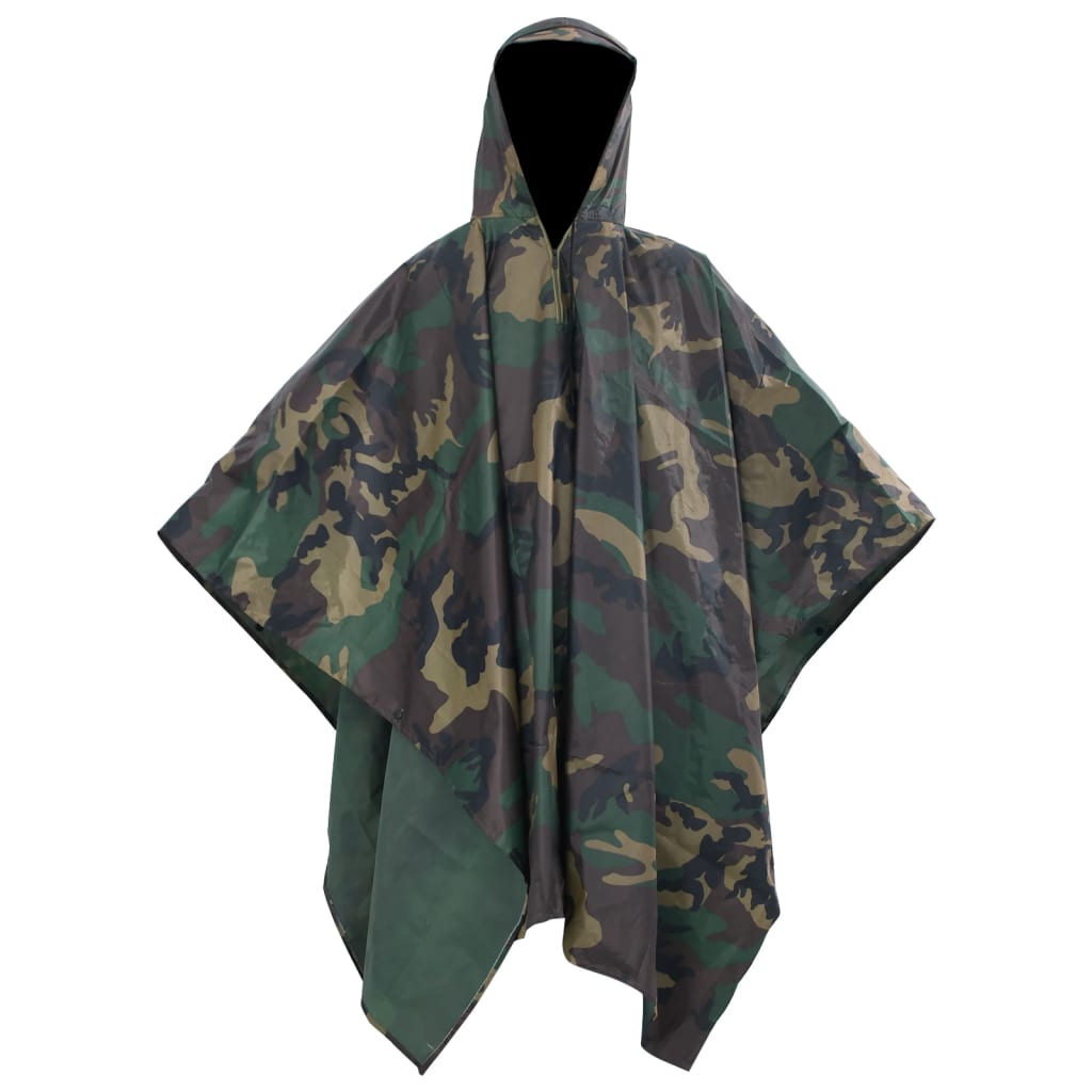 Waterproof army rain poncho for camping/hiking camouflage