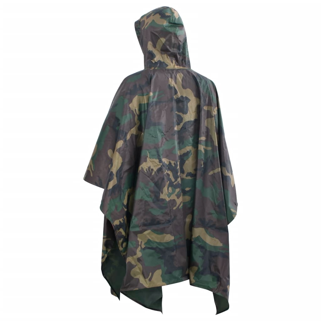 Waterproof army rain poncho for camping/hiking camouflage