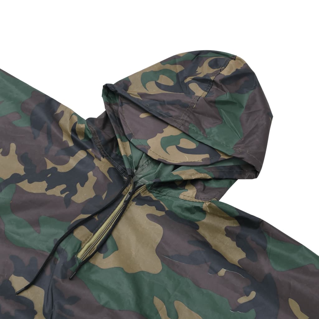 Waterproof army rain poncho for camping/hiking camouflage