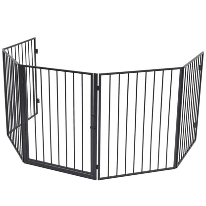 Fireplace safety gate for animals, steel, black, 123x123x76cm, pet spark guard