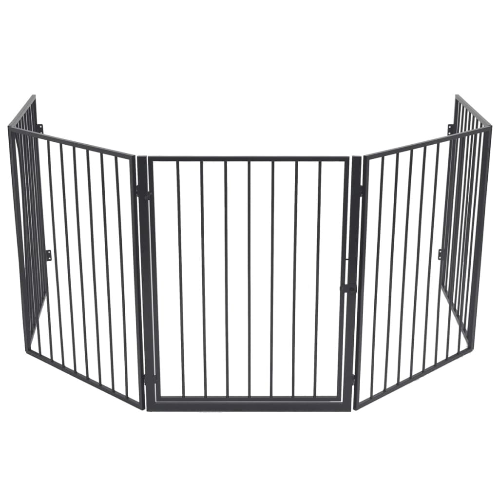 Kaminschutzgitter für Tiere Stahl schwarz 123x123x76cm Haustier Funkenschutz