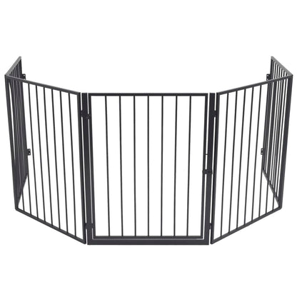Fireplace safety gate for animals, steel, black, 123x123x76cm, pet spark guard