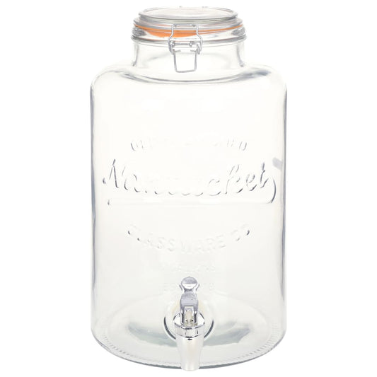 vidaXL XXL Water Dispenser with Tap, Transparent, 8 L Glass