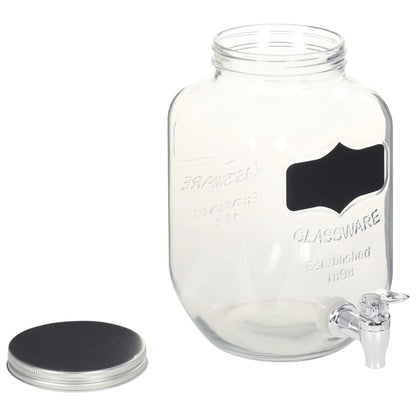 2x Glas Getränkespender 4L mit Ständer Zapfhahn Vintage Dispenser Set