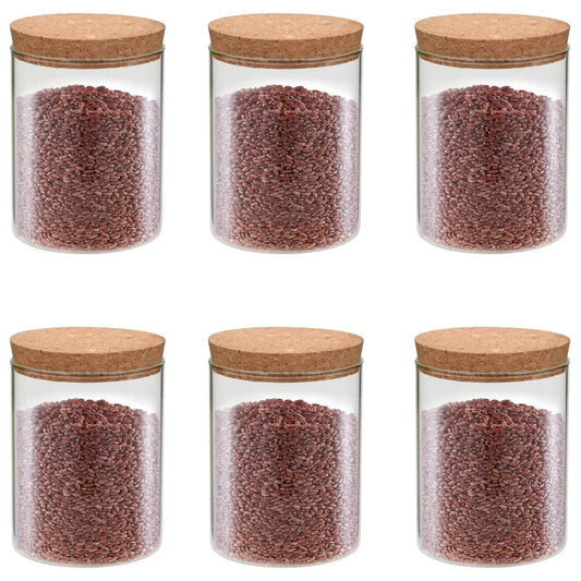 Vorratsgläser mit Korkdeckel 6 Stk. 650 ml transparent Glas