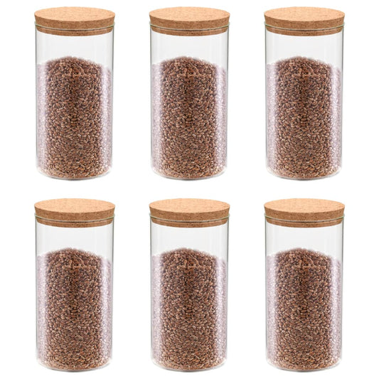 Vorratsgläser mit Korkdeckel 6 Stk. 1100 ml transparent Glas