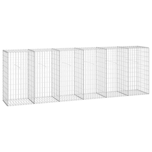 Gabionenwand Verzinkter Stahl 300×50×100 cm Gabionenzaun Drahtkorb Steinmauer Wand