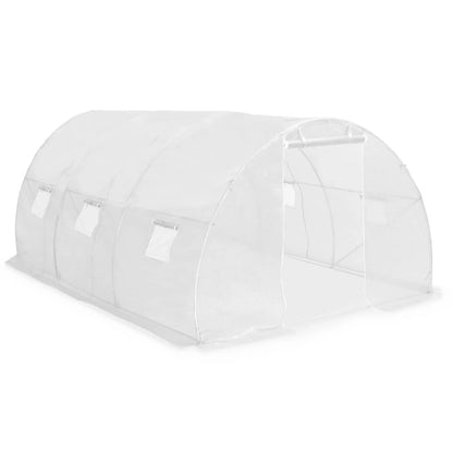 Foliengewächshaus 13,5 m² Netzgewebe weiß 6 Fenster PE 140 g/m³ Gartentunnel