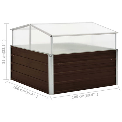 vidaXL Greenhouse Brown 100 x 100 x 85 cm Galvanized Steel