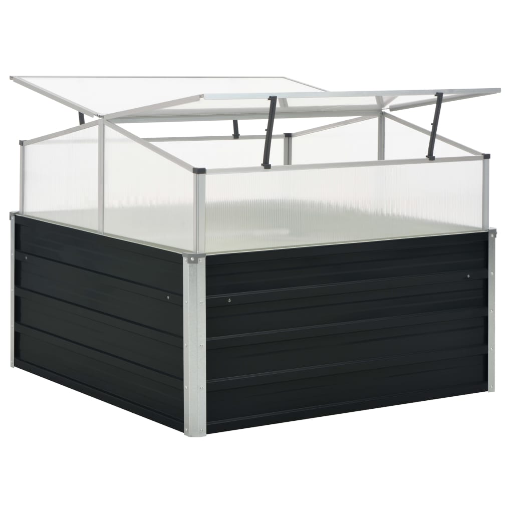Frühbeet Abdeckung Anthrazit 100x100x77 cm Verzinkter Stahl Gewächshaus