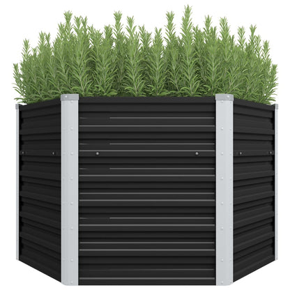 Garden raised bed, anthracite, 129 x 129 x 77 cm, galvanized steel, planter box, flower pot