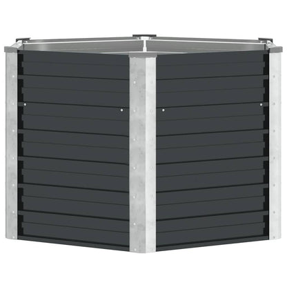 Garden raised bed, anthracite, 129 x 129 x 77 cm, galvanized steel, planter box, flower pot