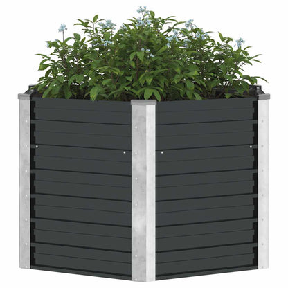 Garden raised bed, anthracite, 129 x 129 x 77 cm, galvanized steel, planter box, flower pot