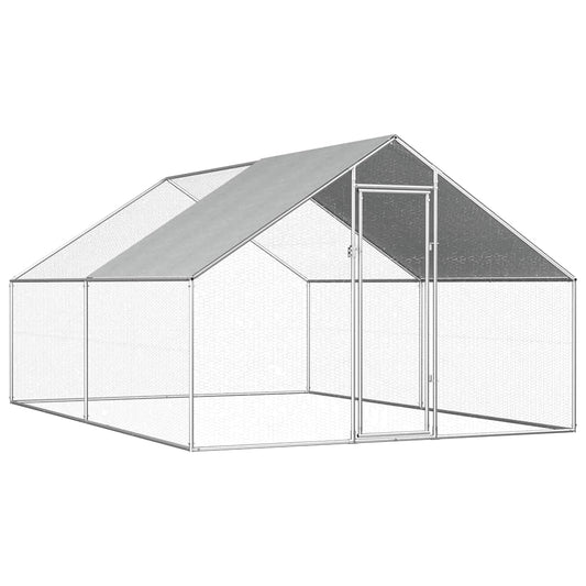 Hühnerkäfig Hühnerstall Stahl 2,75 x 4 x 1,92 m Auslauf Freigehege Tierkäfig Geflügelstall