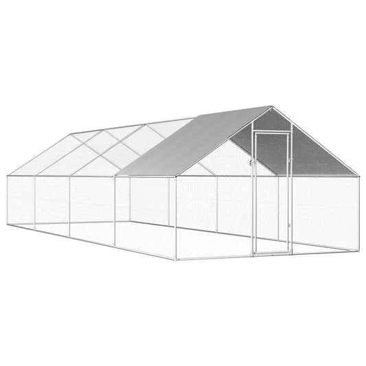 Chicken cage, chicken coop, steel, 2.75 x 8 x 1.92 m, run, outdoor enclosure, animal cage, poultry house