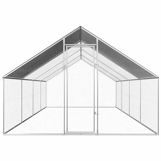 Chicken cage, chicken coop, steel, 2.75 x 8 x 1.92 m, run, outdoor enclosure, animal cage, poultry house