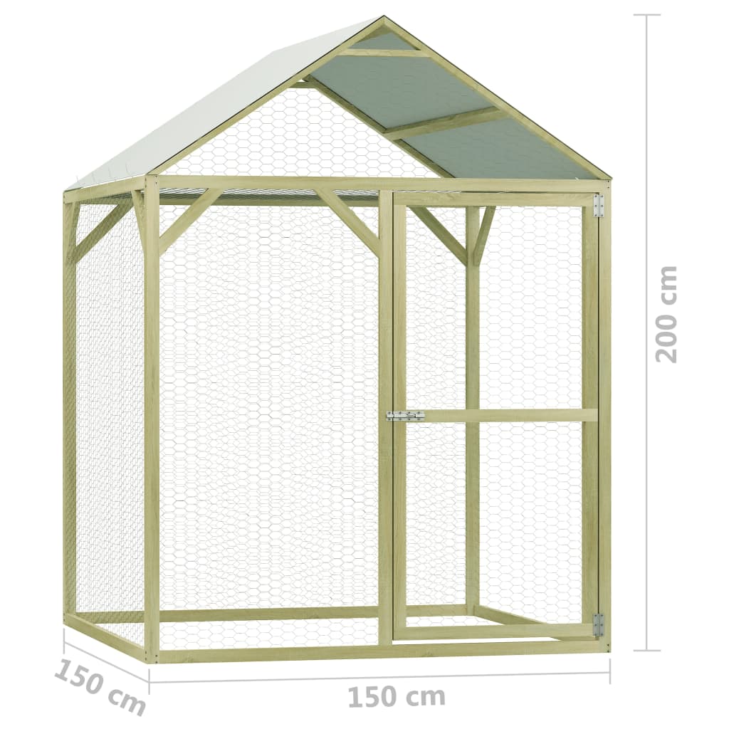 Hühnerkäfig 1,5 x 1,5 x 2 m Hühnerstall Imprägniertes Holz Auslauf Geflügel Freigehege