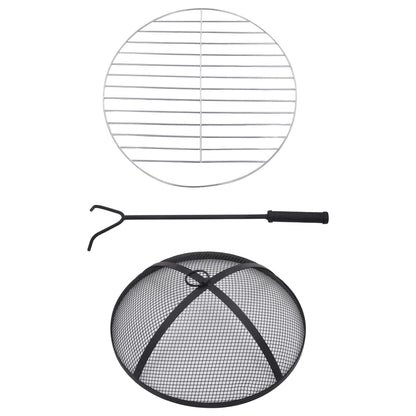 Fire bowl, fire table, mosaic terracotta, 68 cm, ceramic fire pit, poker, grill