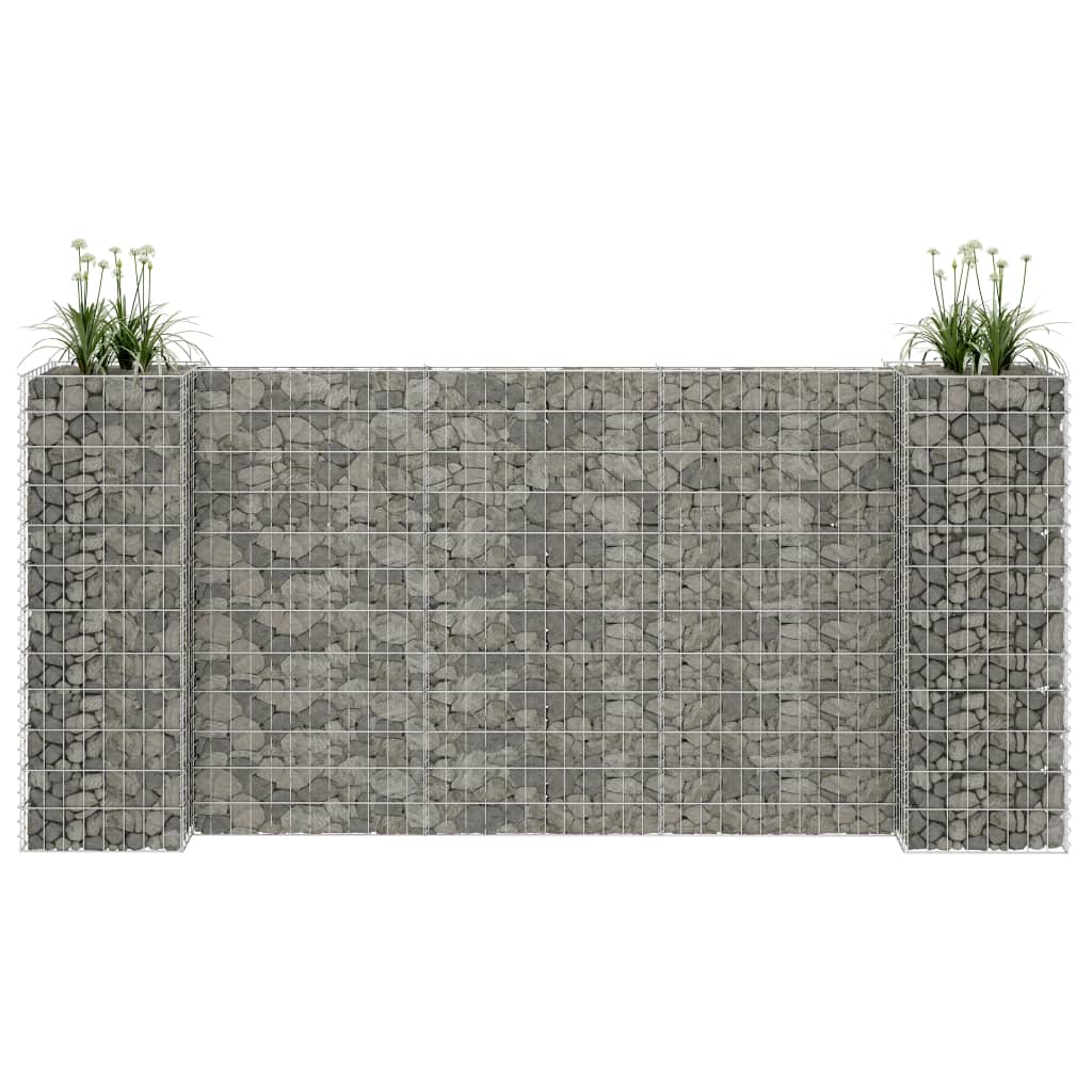 Gabionen Pflanzkorb H-Form Stahldraht 260x40x100 cm verzinkt Gabionenwand Mauer