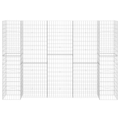 Gabionen Pflanzkorb H-Form Stahldraht 260x40x180 cm verzinkt Gabionenwand Mauer
