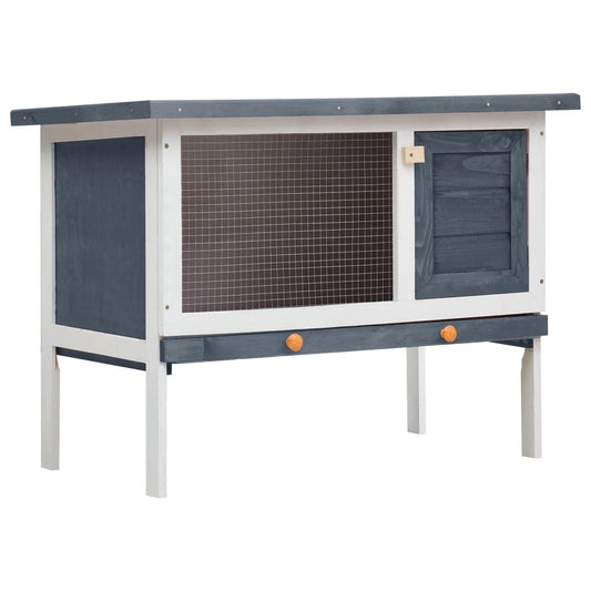 Kaninchenstall Grau Holz 90 x 45 x 65 cm 1 Ebene Hasenstall Kleintierstall