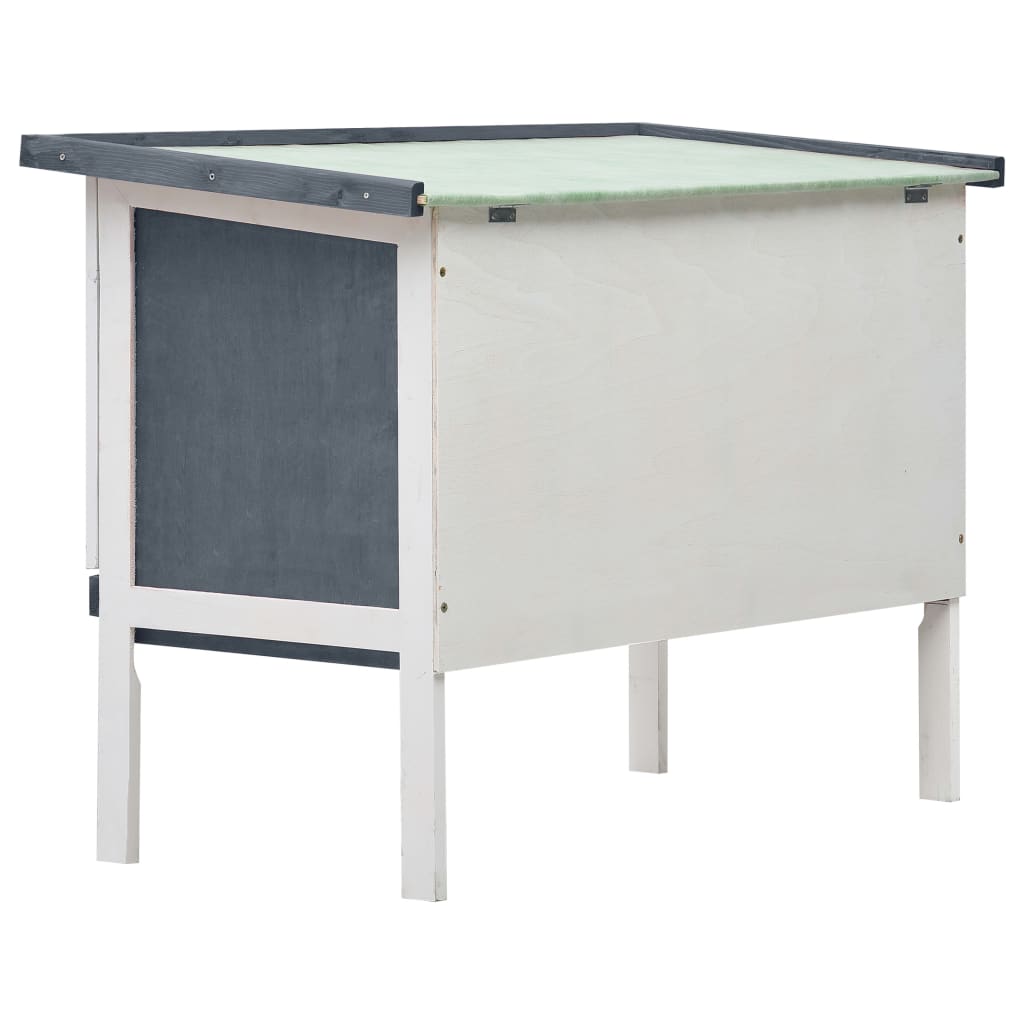 Kaninchenstall Grau Holz 90 x 45 x 65 cm 1 Ebene Hasenstall Kleintierstall