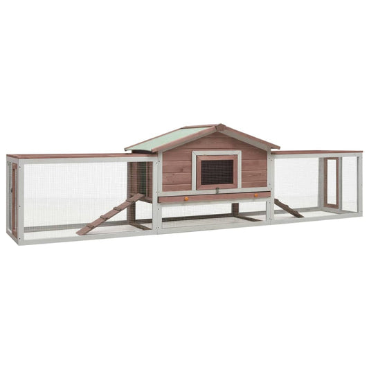 Kaninchenstall Mokka 303 x 60 x 86 cm Kiefer &amp; Tanne Massivholz