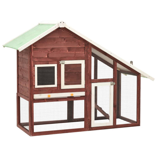 Kaninchenstall Mokka Weiß 140x63x120 cm Tanne Massivholz Hasenstall