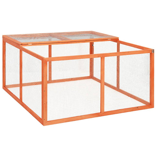 Kaninchenstall 124x120x60 cm Massivholz Tanne Kleintierstall Meerschweinchen