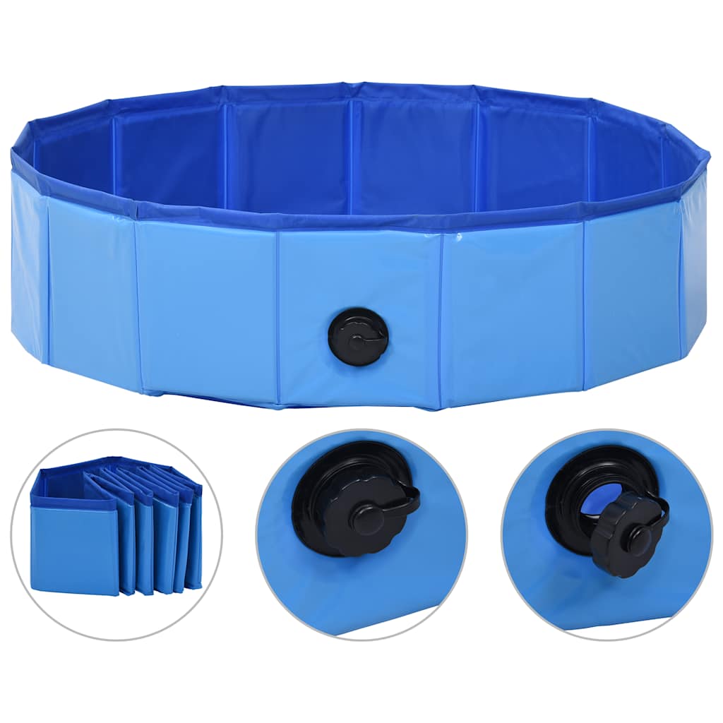 Hundepool Faltbar Blau 80 x 20 cm PVC Hundebad Wasserbecken Swimmingpool