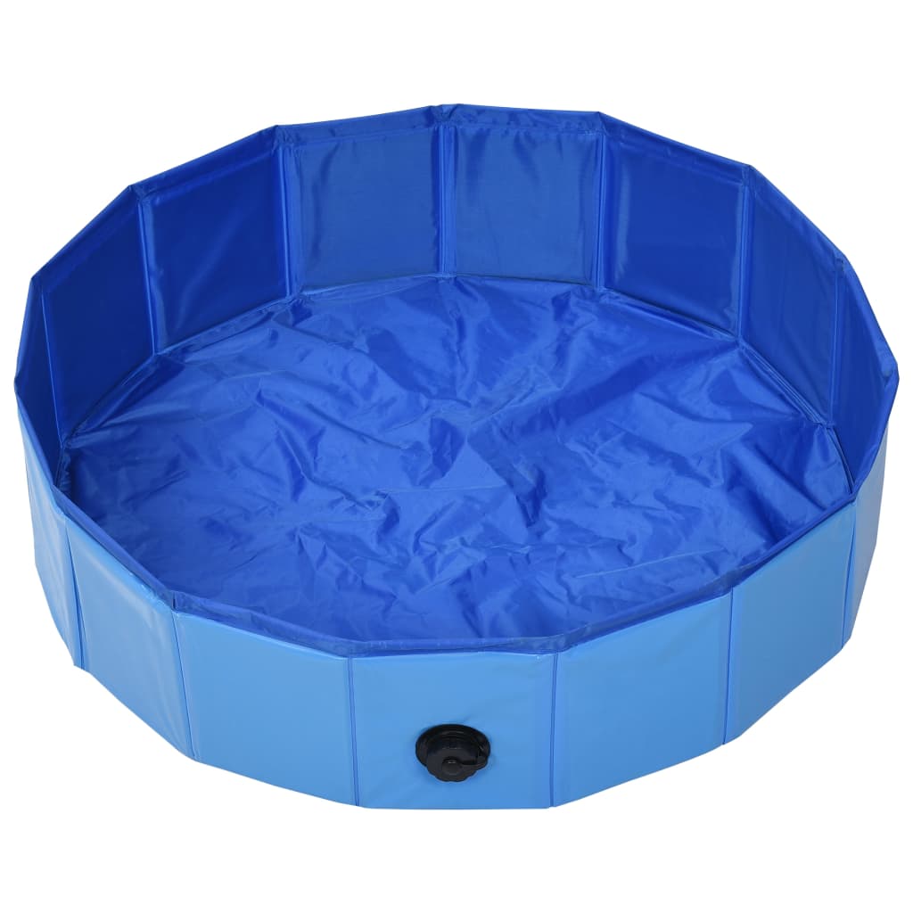 Hundepool Faltbar Blau 80 x 20 cm PVC Hundebad Wasserbecken Swimmingpool