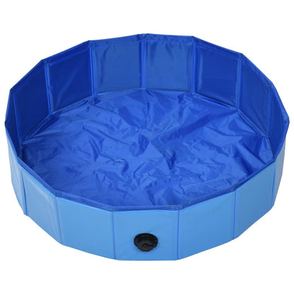 Hundepool Faltbar Blau 80 x 20 cm PVC Hundebad Wasserbecken Swimmingpool