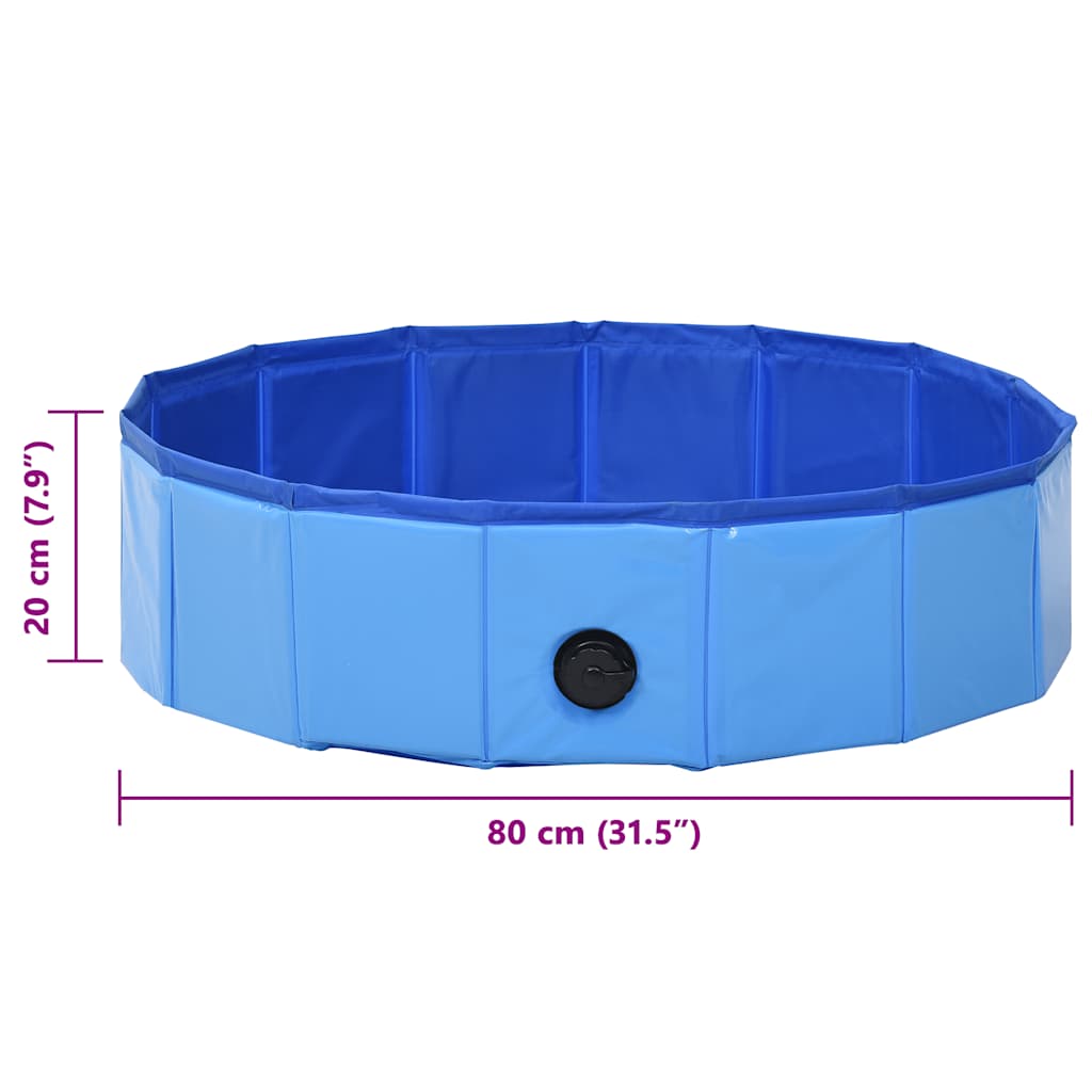 Hundepool Faltbar Blau 80 x 20 cm PVC Hundebad Wasserbecken Swimmingpool