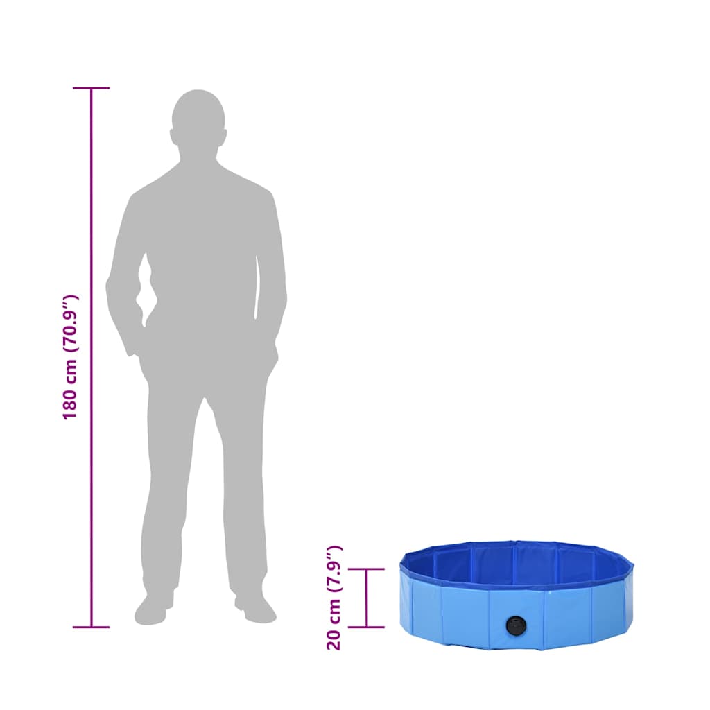 Hundepool Faltbar Blau 80 x 20 cm PVC Hundebad Wasserbecken Swimmingpool