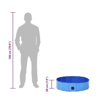 Hundepool Faltbar Blau 80 x 20 cm PVC Hundebad Wasserbecken Swimmingpool