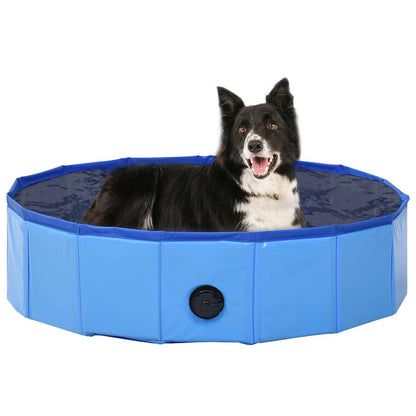 Hundepool Faltbar Blau 80 x 20 cm PVC Hundebad Wasserbecken Swimmingpool