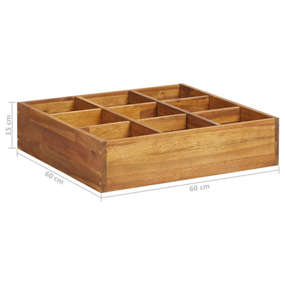 vidaXL Raised Garden Bed for Herbs, Solid Acacia Wood, 60 x 60 x 15 cm